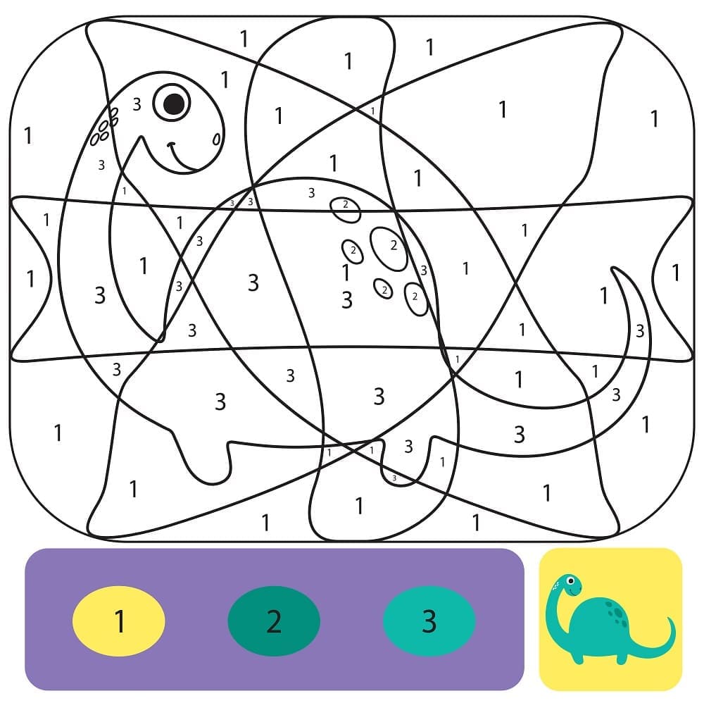 Tô Màu Theo Số Khủng Long Đơn Giản