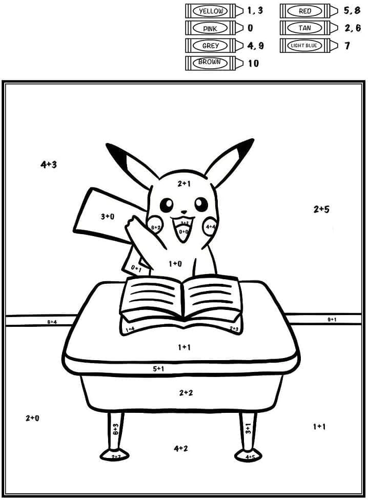 Tô Màu Theo Số Pikachu Đáng Yêu