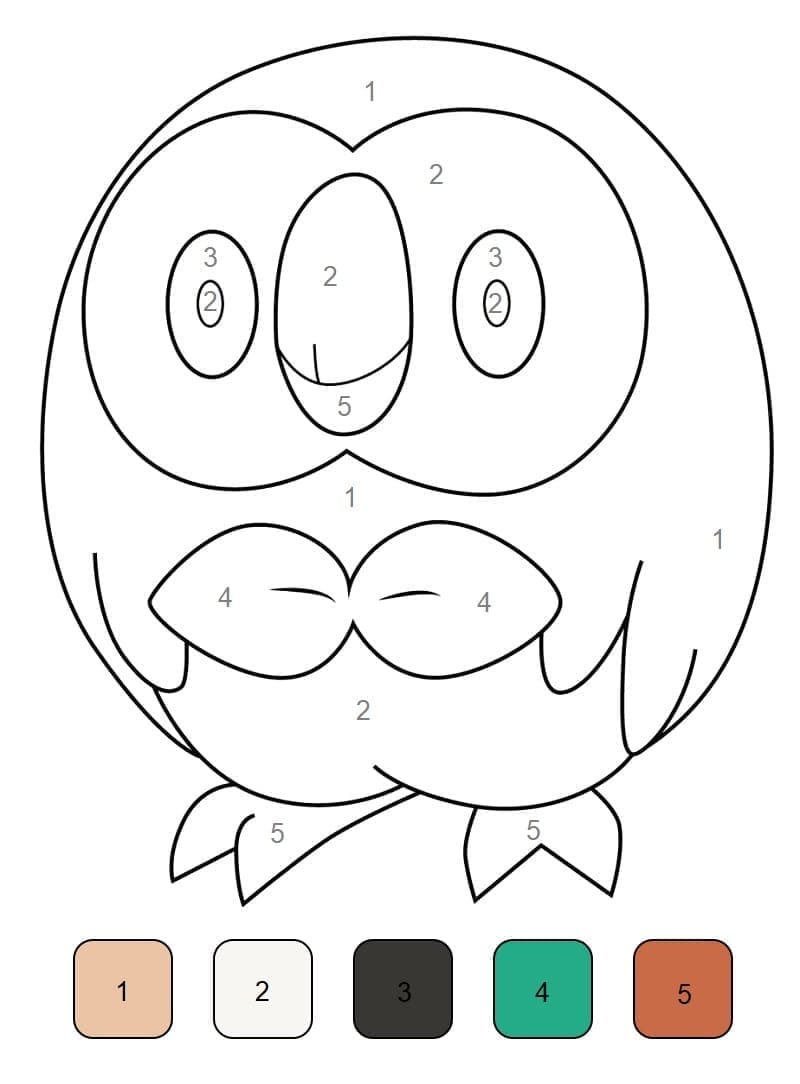 Tô Màu Theo Số Pokemon Rowlet