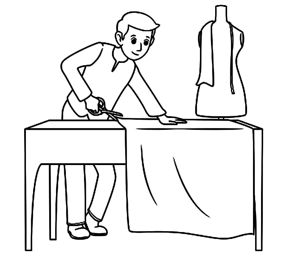 Thợ May Đang Cắt Vải