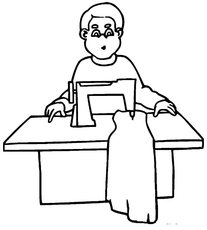 Thợ May Với Máy Khâu