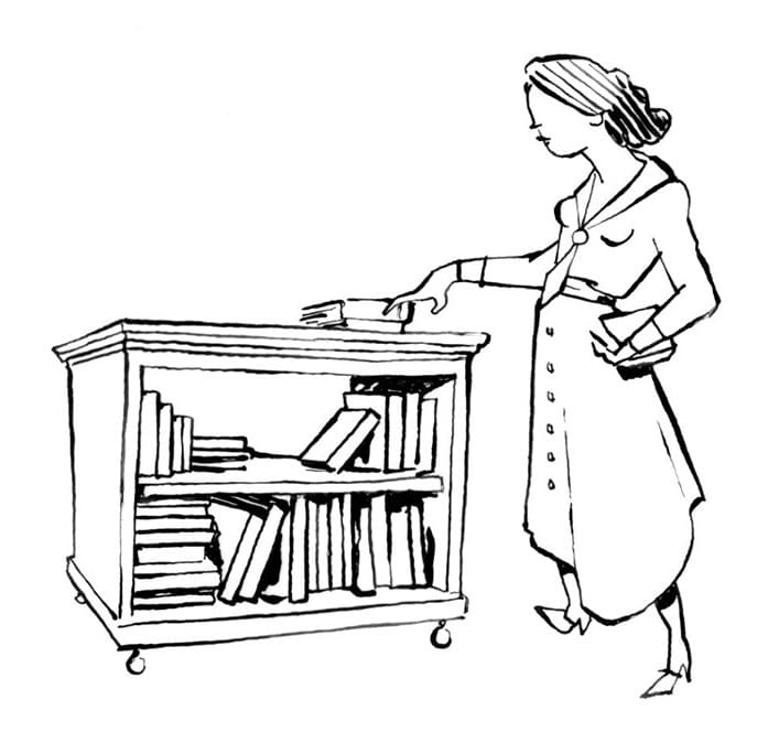 Thủ Thư và Xe Đẩy Sách