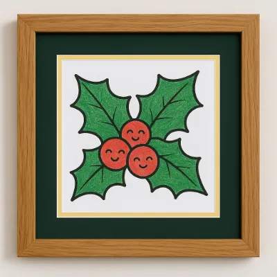 Trang Tô Màu Trang Trí Giáng Sinh Được Đóng Khung Trong Khung Gỗ Vuông