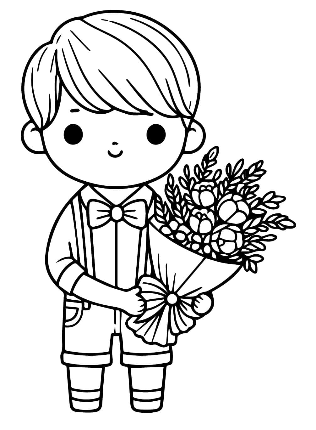 Cậu Bé Với Bó Hoa