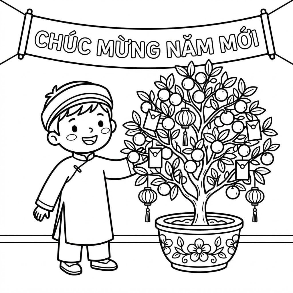 Cây Bé và Cây Quất Ngày Tết