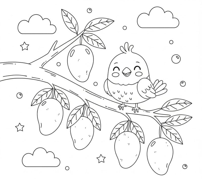 Chú Chim Đậu Trên Cây Xoài