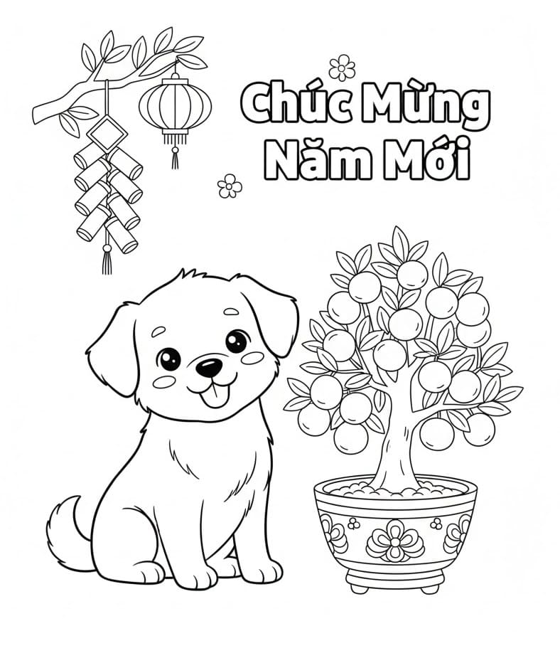 Chú Chó và Cây Quất Ngày Tết