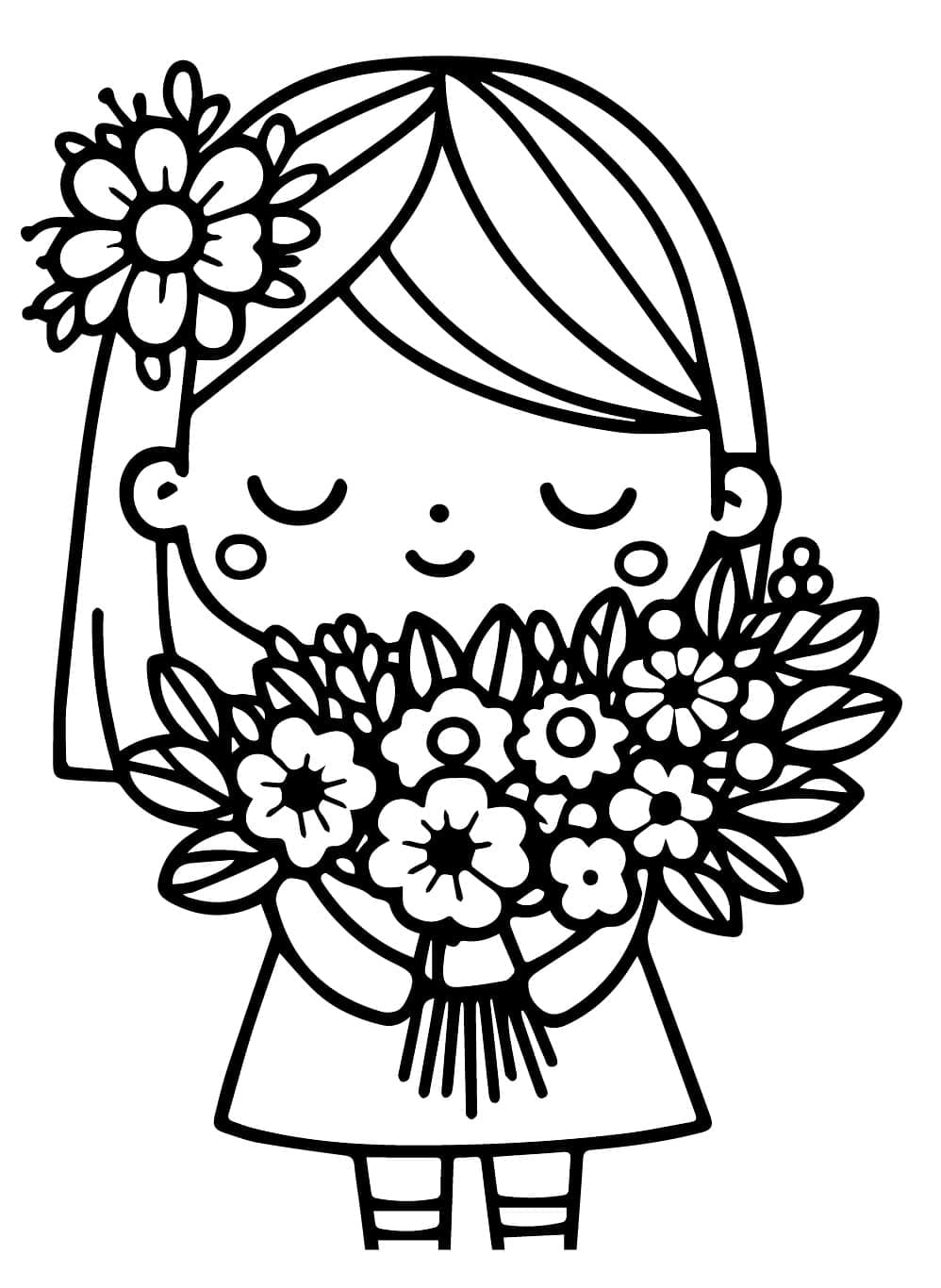 Cô Bé Cầm Bó Hoa