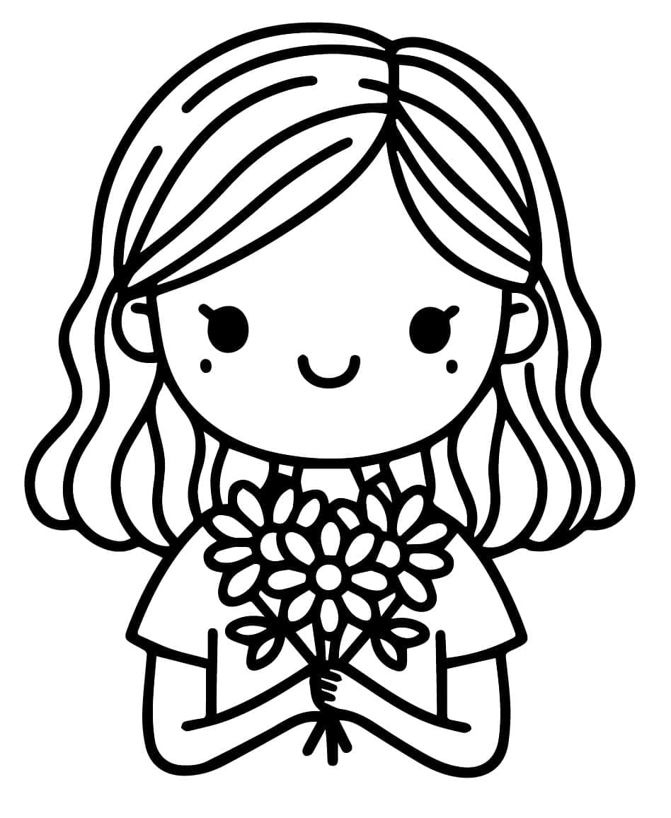 Cô Gái Với Bó Hoa