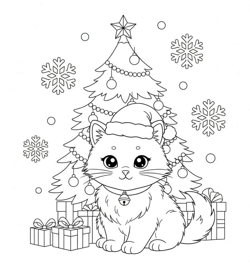 Con Mèo Và Cây Thông Noel