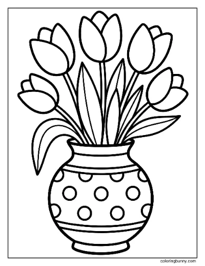 Trang Tô Màu Bình Hoa Tulip