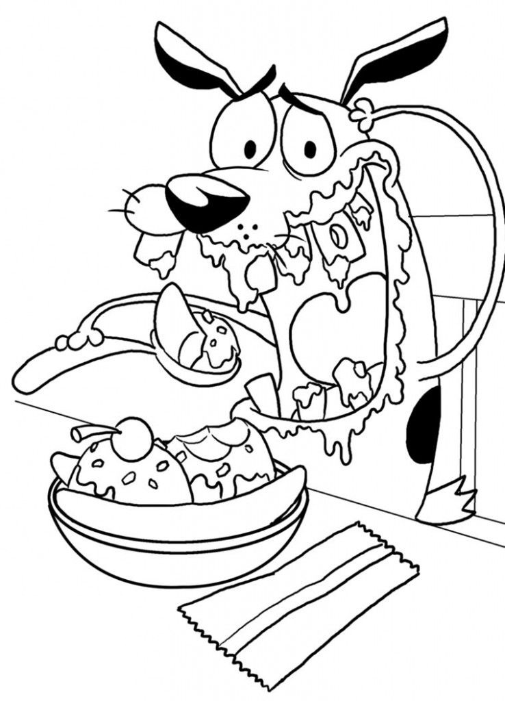 chú chó courage ăn kem