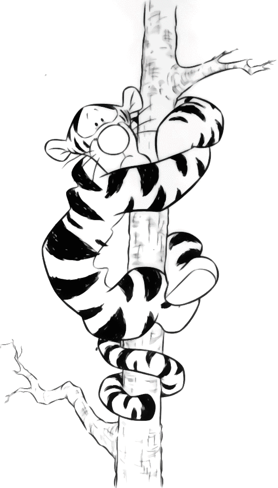 chú hổ tigger ôm cái cây