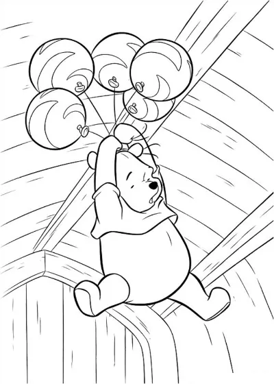 gấu pooh đang ở trên không