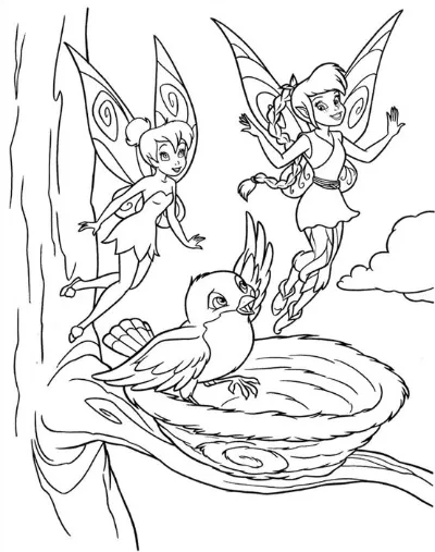 hai nàng tiên với con chim