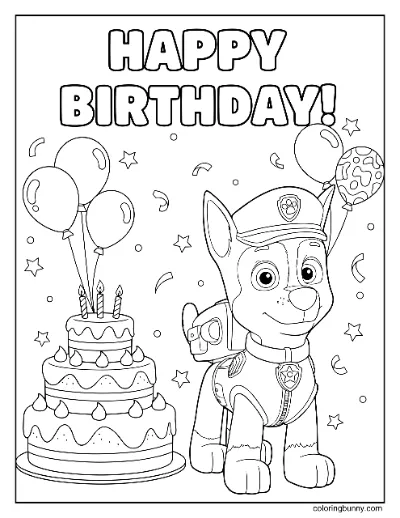 Trang Tô Màu Sinh Nhật Vui Vẻ Chase