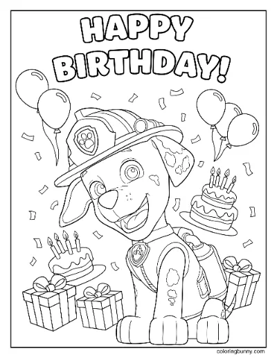 Trang Tô Màu Sinh Nhật Vui Vẻ Marshall