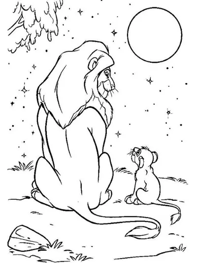 mufasa và simba dưới bầu trời sao