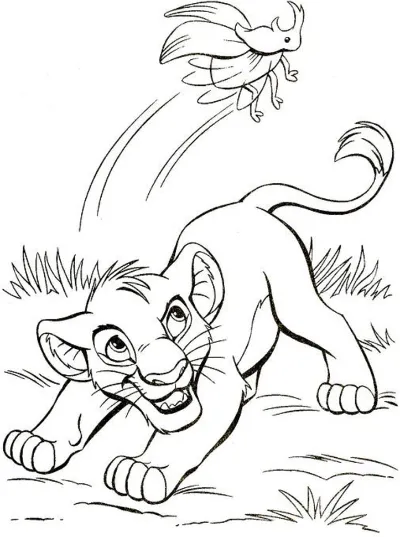 simba chơi đùa với con bọ