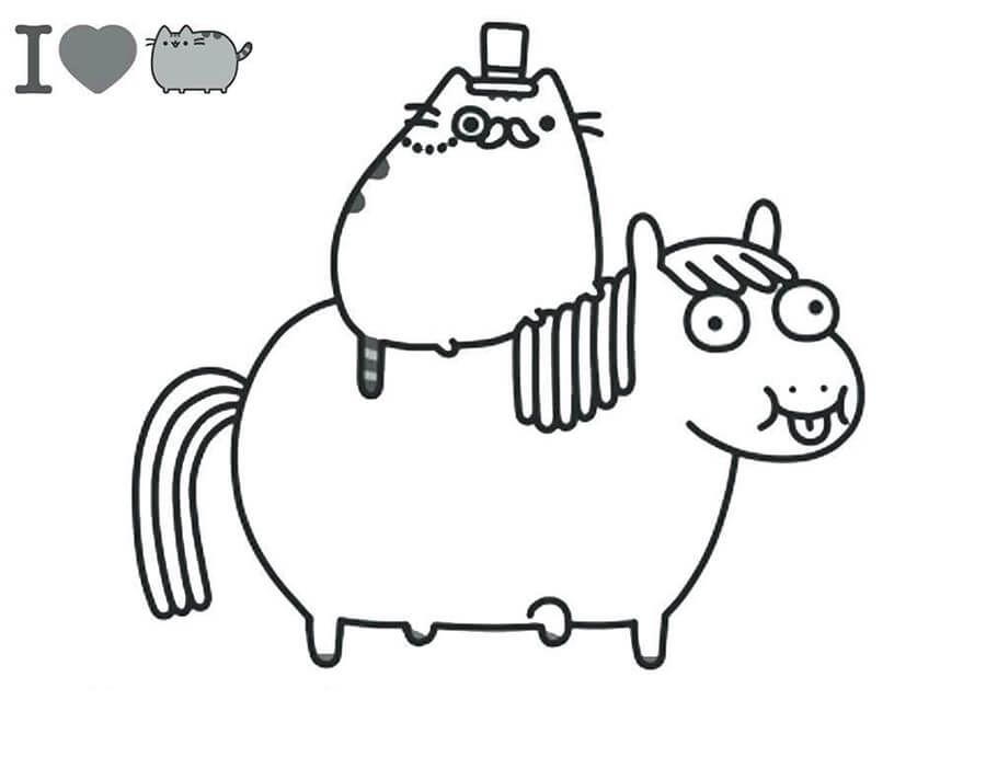 Mèo Pusheen cưỡi ngựa Pony