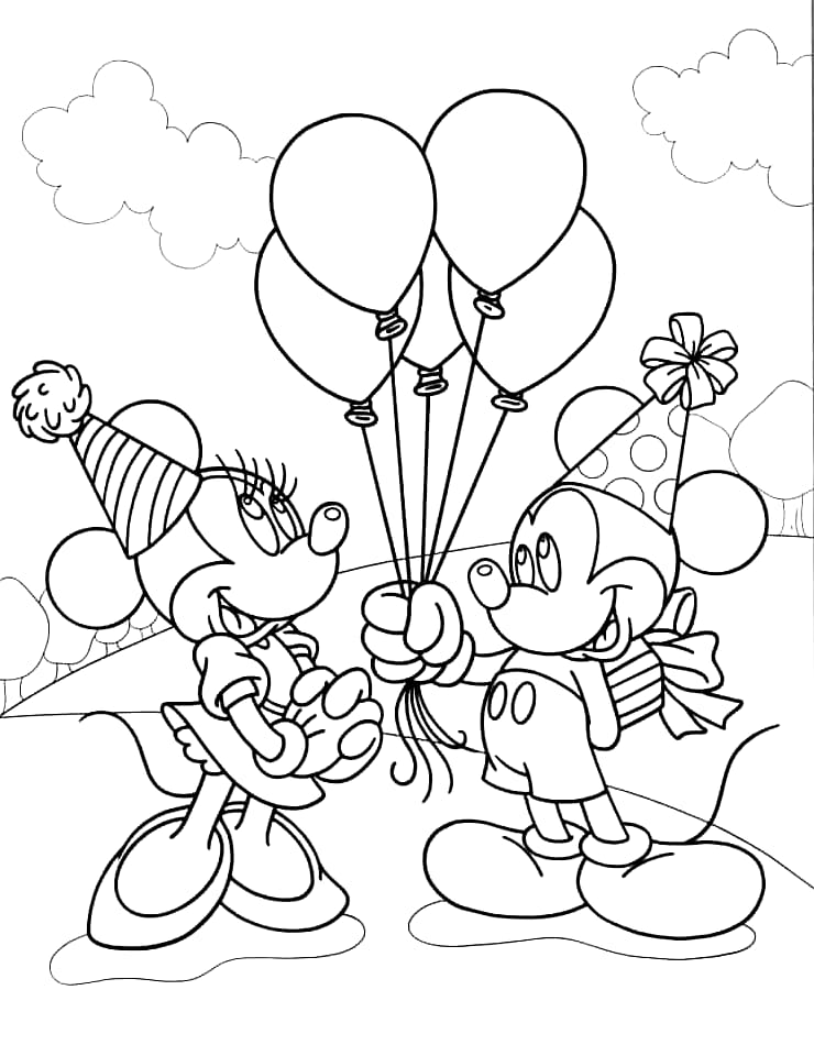 Chuột Mickey Cầm Bóng Bay