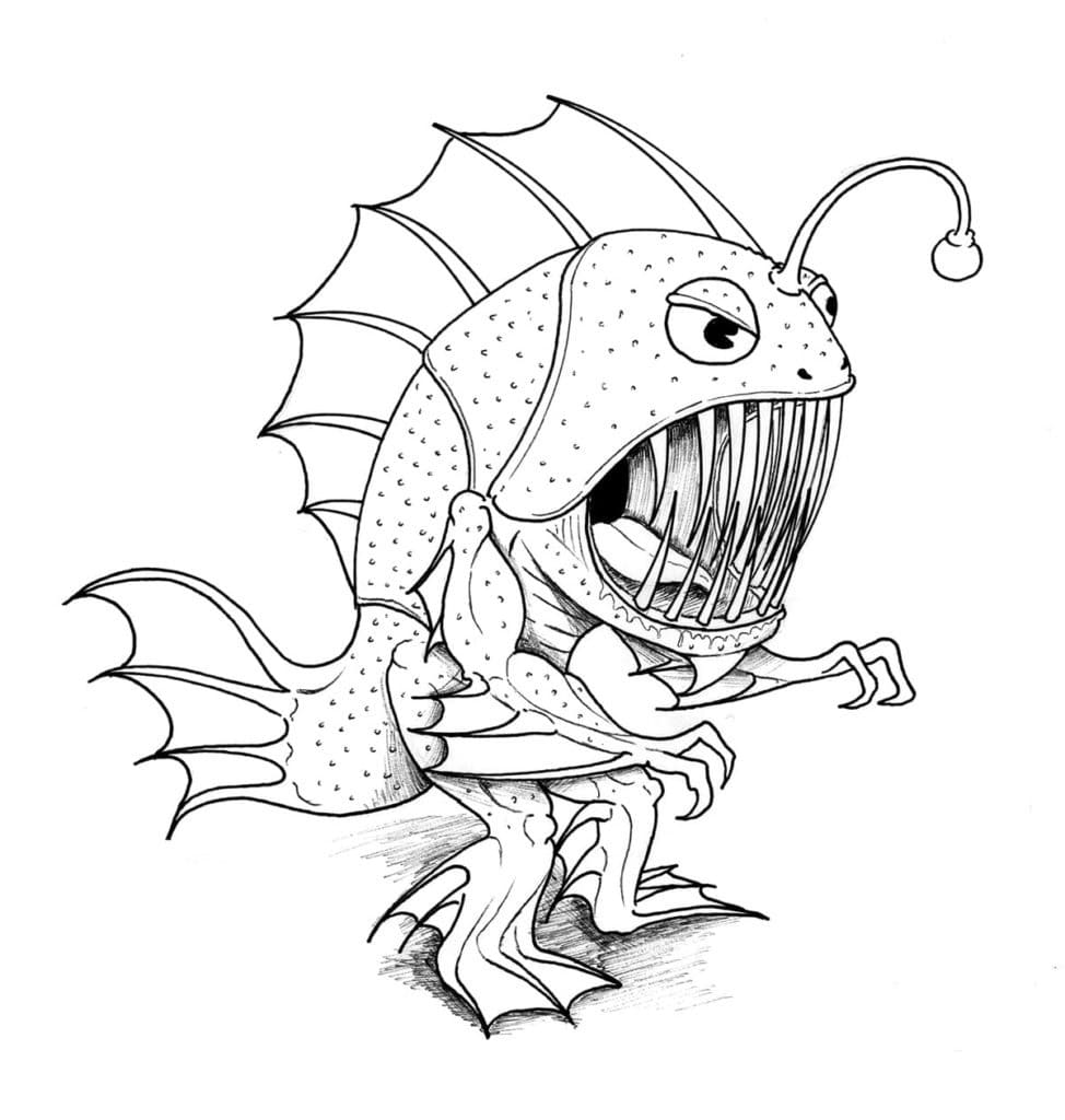 Tranh to mau Con Cá Quái Vật