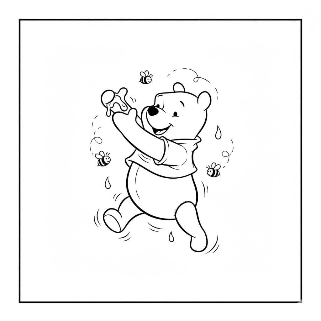 Gấu Pooh Đang Chơi Đùa Với Bầy Ong