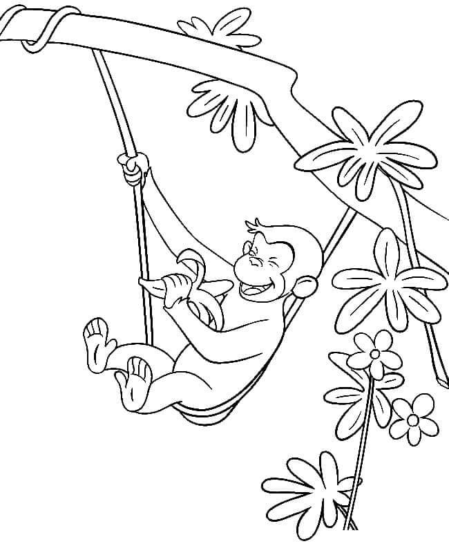 Happy George Swinging in the Tree