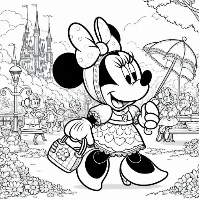 Minnie Holding Umbrella Walking