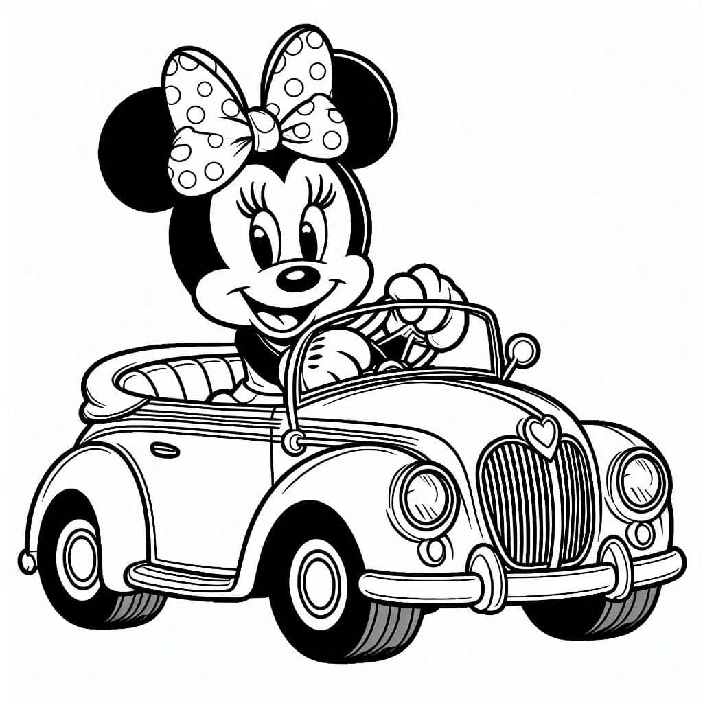 Cute Minnie Driving Car