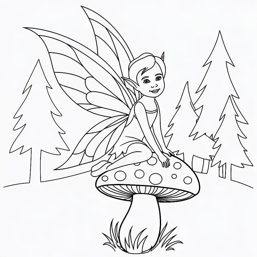 Nàng Tiên Dễ Thương Ngồi Trên Nấm