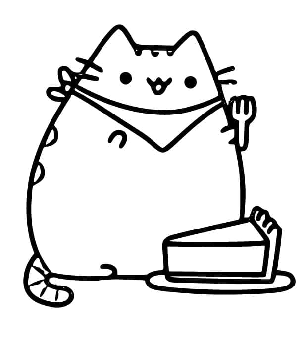 Pusheen with a Triangle Cake