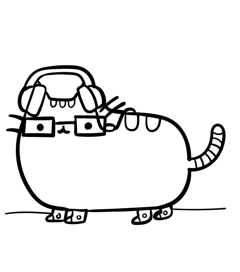Pusheen Listening to Music