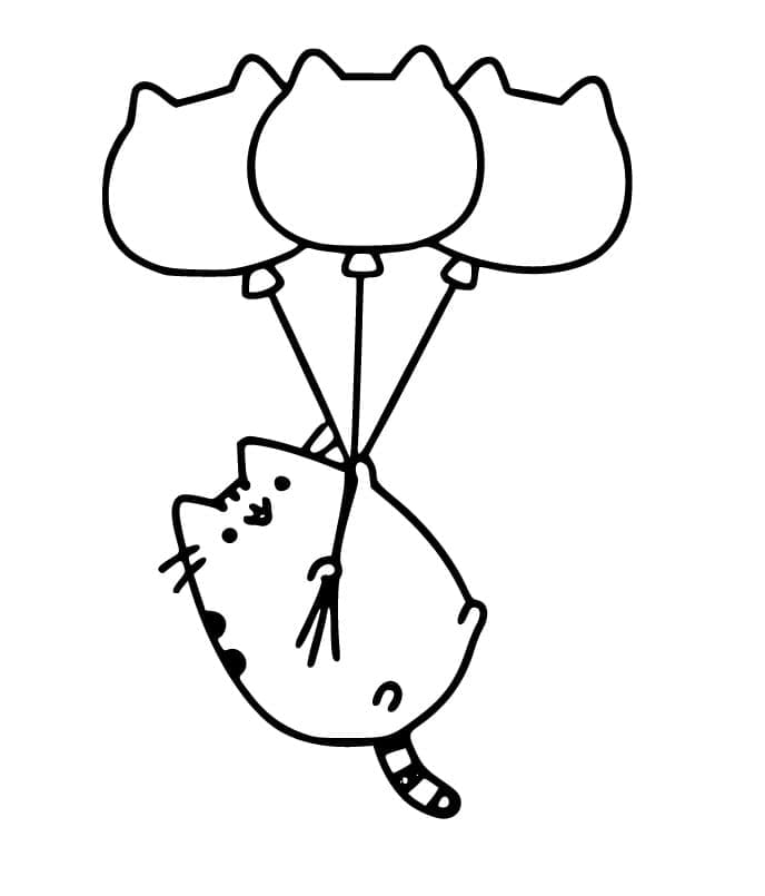 Pusheen and 3 Balloons