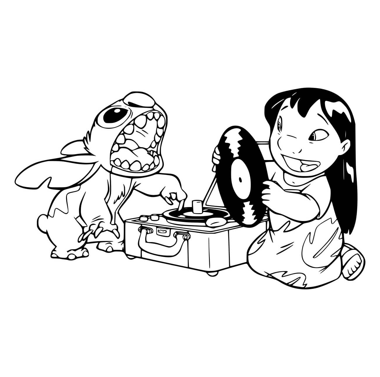 Stitch Và Lilo Nghe Nhạc