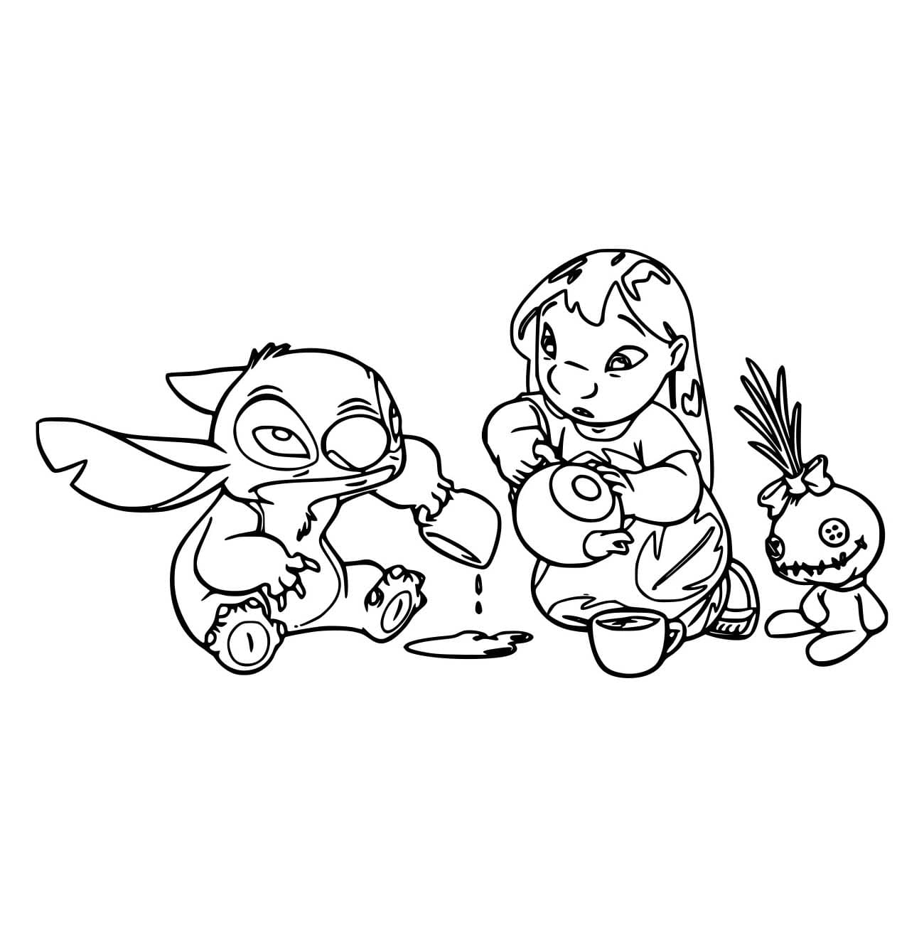 Stitch Và Lilo Uống Trà