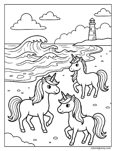 Trang Tô Màu Kỳ Lân Tại Bãi Biển