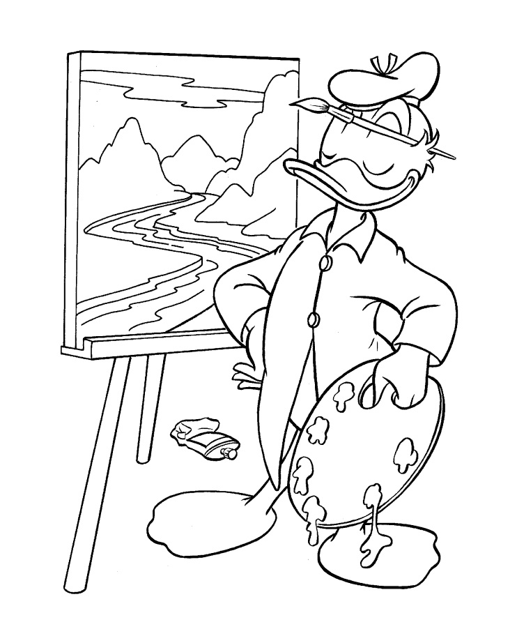 vịt donald vẽ tranh