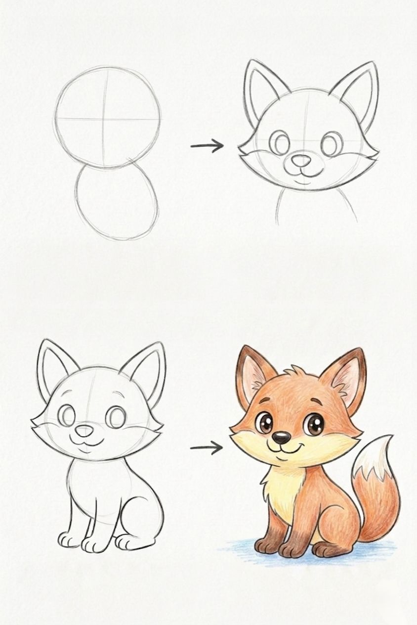 Hướng dẫn vẽ con cáo đơn giản