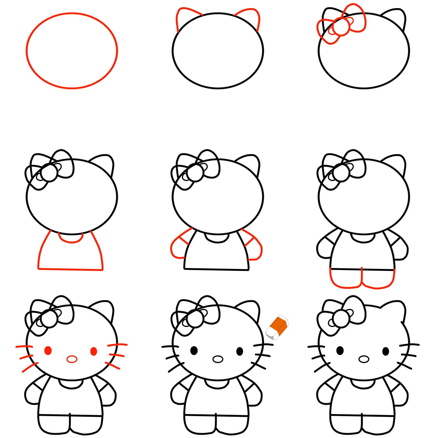 Vẽ Hello Kitty Đơn Giản