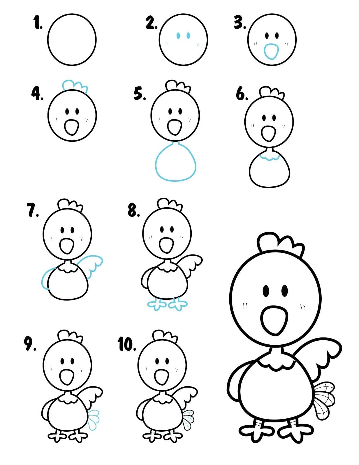 Vẽ Con Gà Đáng Yêu