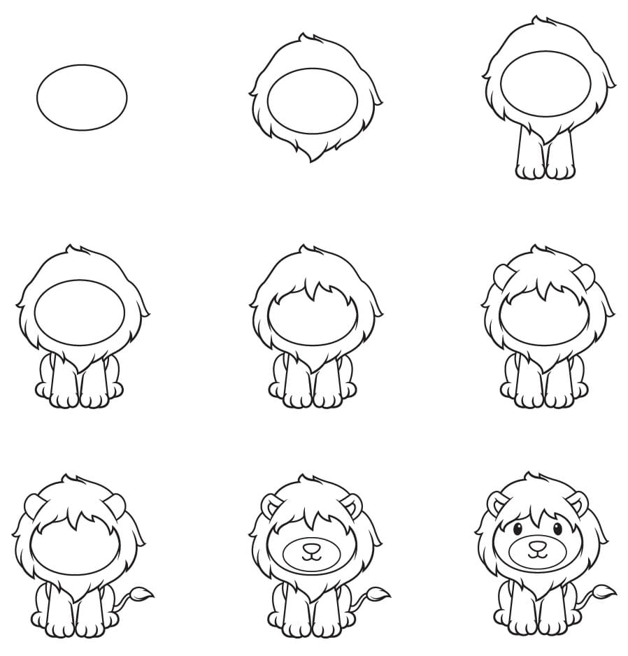 Vẽ Con Sư Tử Dễ Thương