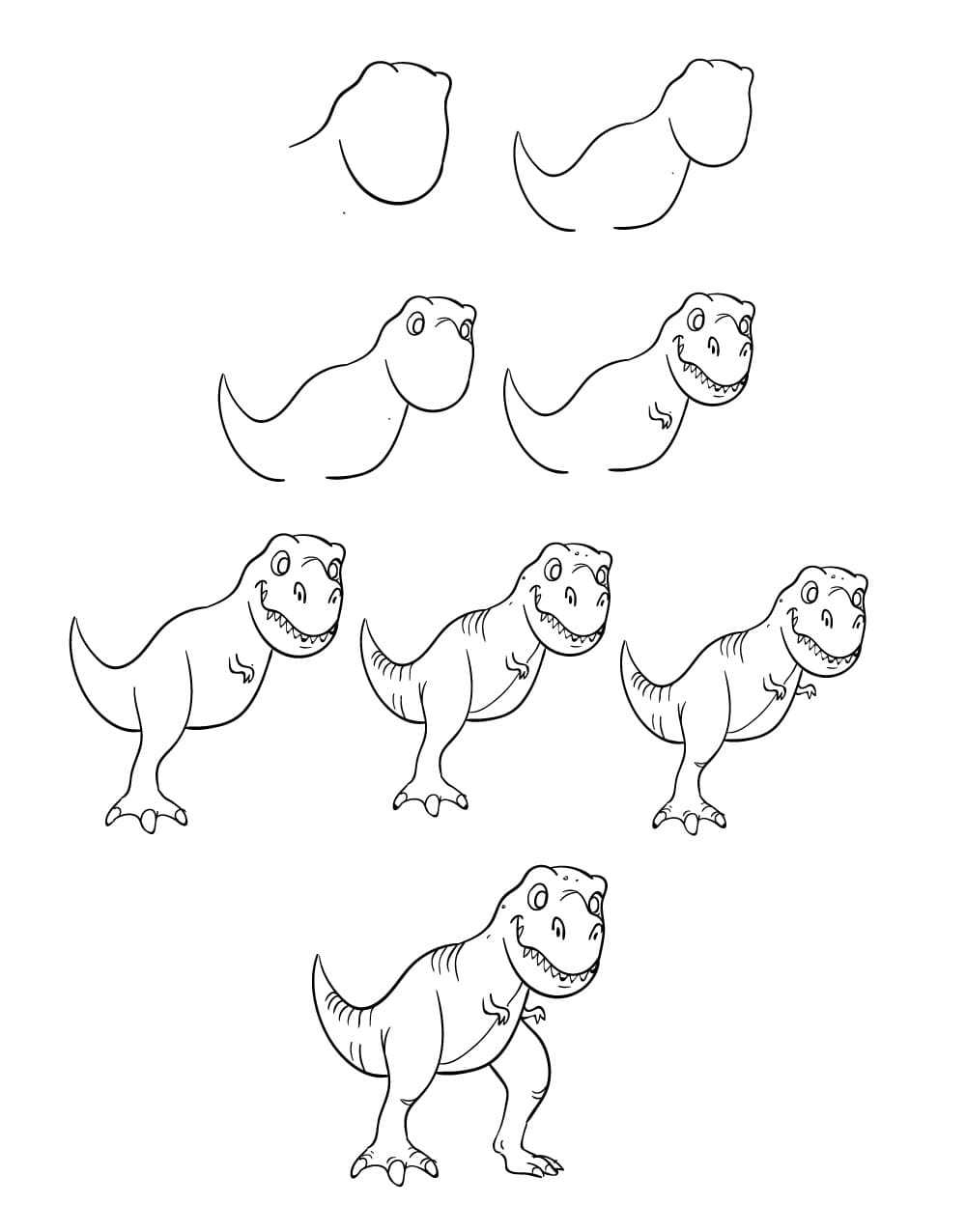 Vẽ Khủng Long T-Rex Đáng Yêu