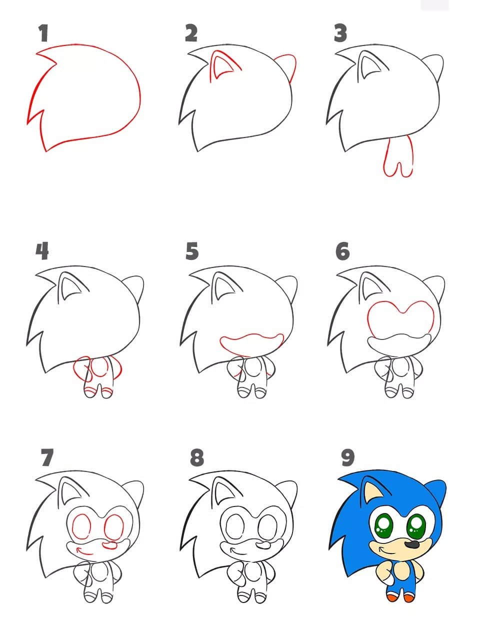 Vẽ Nhím Sonic Dễ Thương