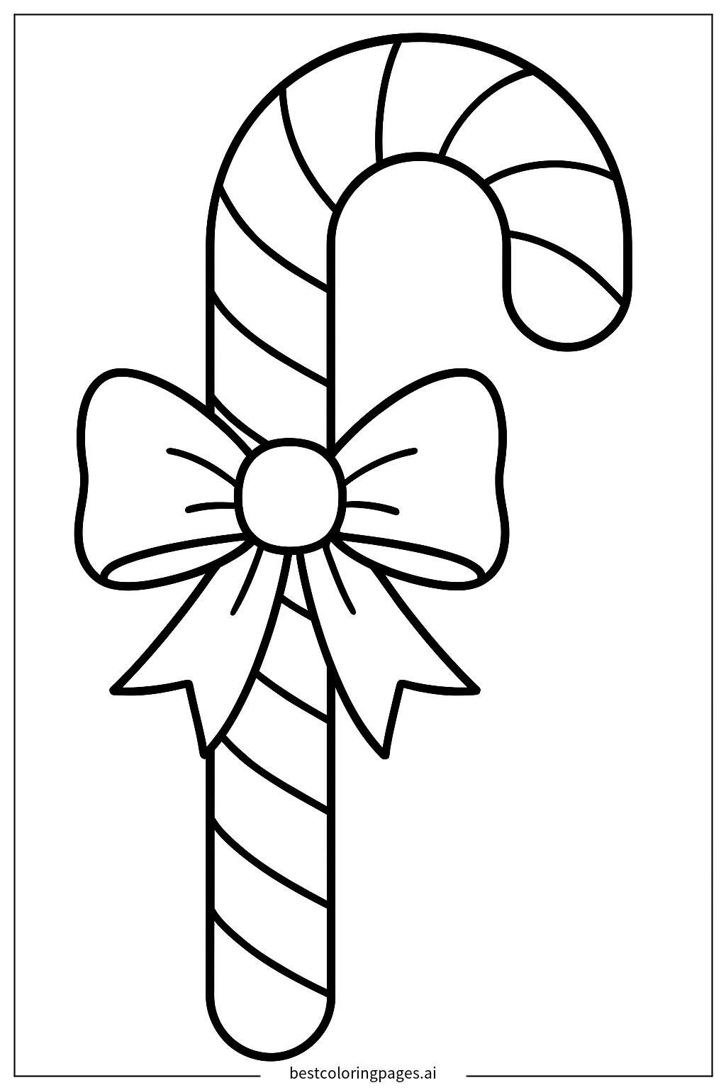 A candy cane with a ribbon