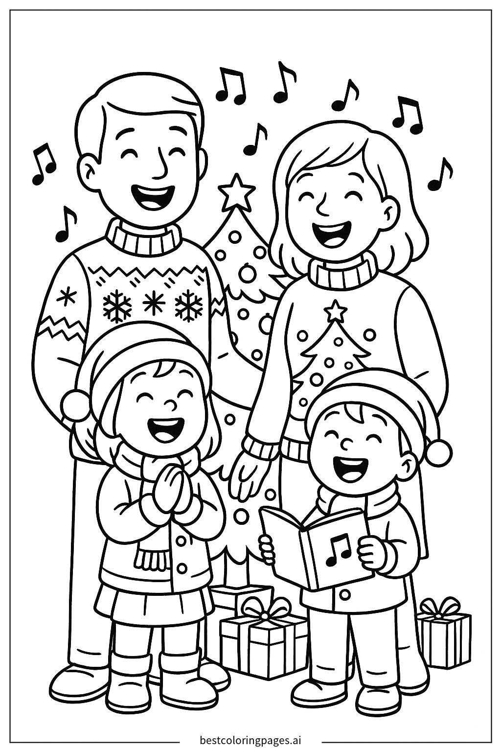 A family singing christmas carols together