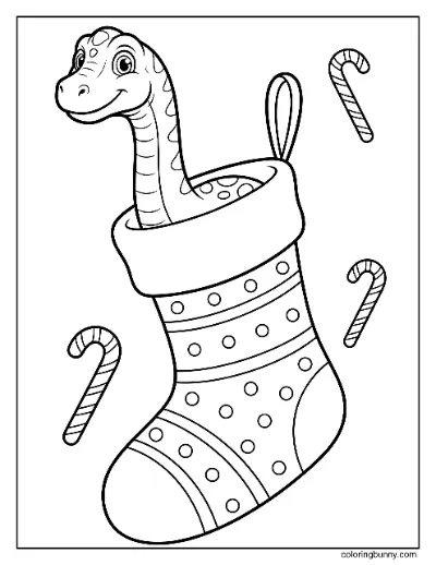 Trang Tô Màu Khủng Long Con Trong Tất Giáng Sinh