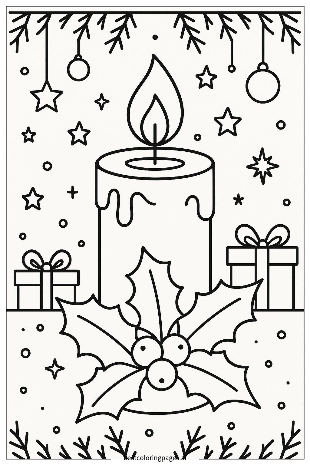 Candle with holly