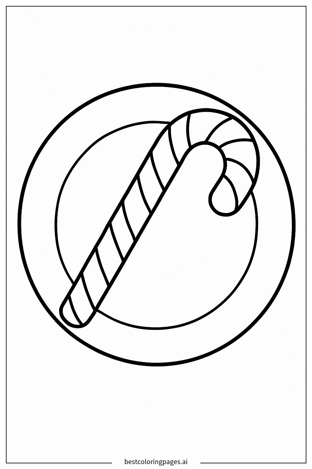 Candy cane on a plate