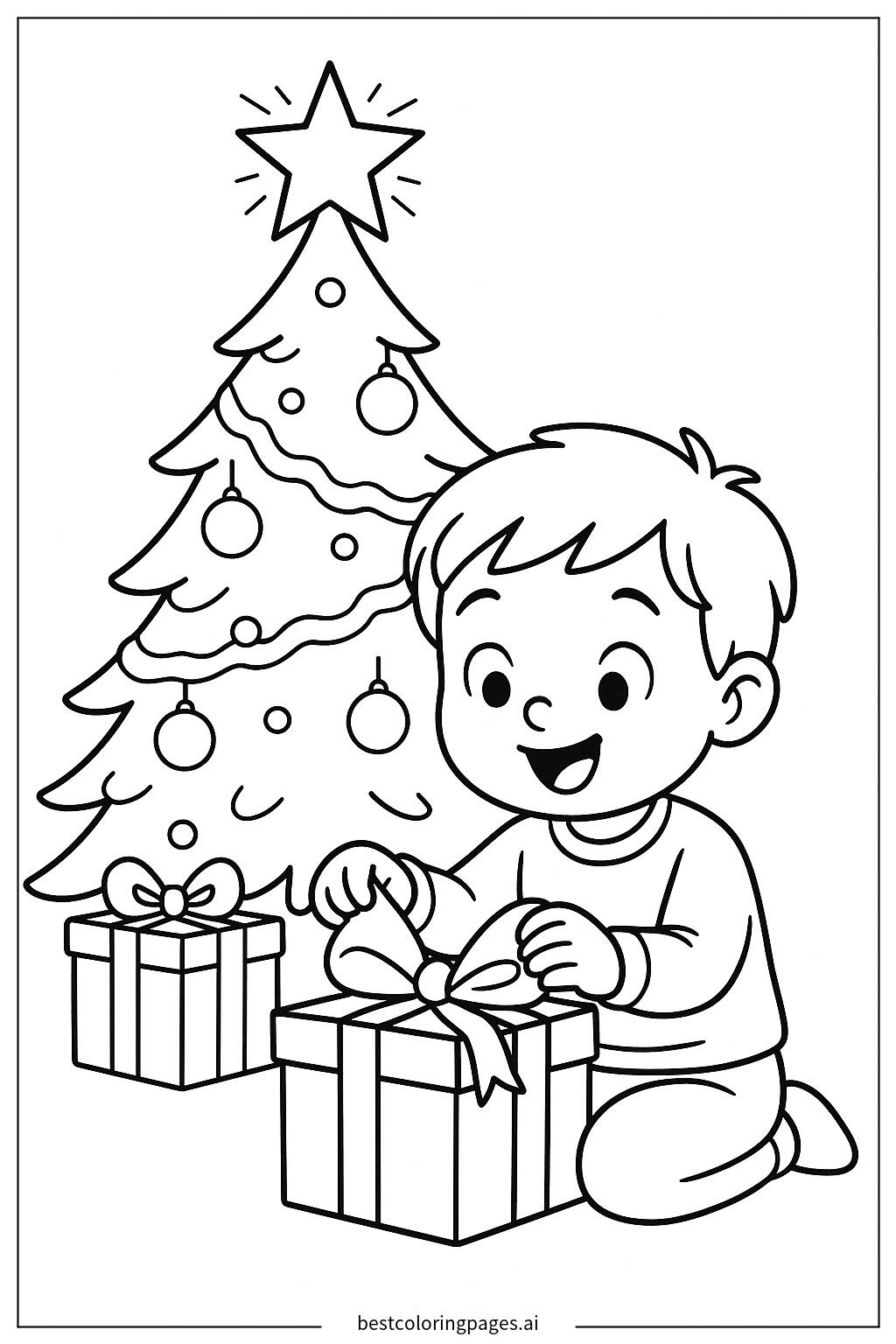 Child opening gift